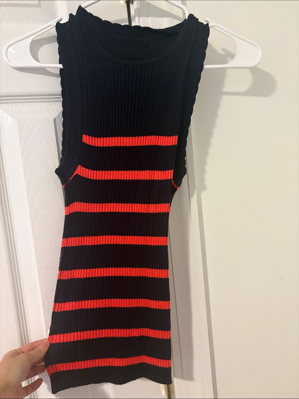 Free Assembly Ribbed Tank Top Navy with Red Stripes